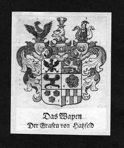 1750 - Hatzfeld Hatzfeldt Wappen Adel coat of arms heraldry Heraldik Kupferstich