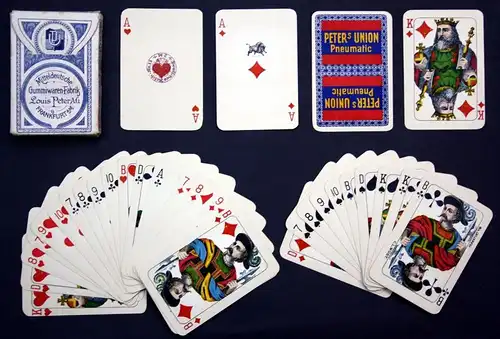 1919 Wüst Frankfurt Spielkarten Peter Union Reklame Kartenspiel playing cards