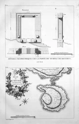 1820 Tempel Baalbek Bacchus Lebanon Libanon Kupferstich antique print Saint Non