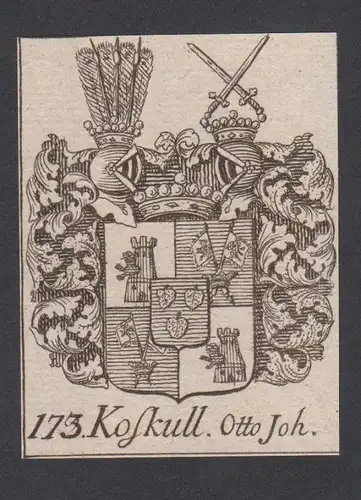1750 - Kofkull Otto Wappen vapen coat of arms Genealogie Heraldik Kupferstich