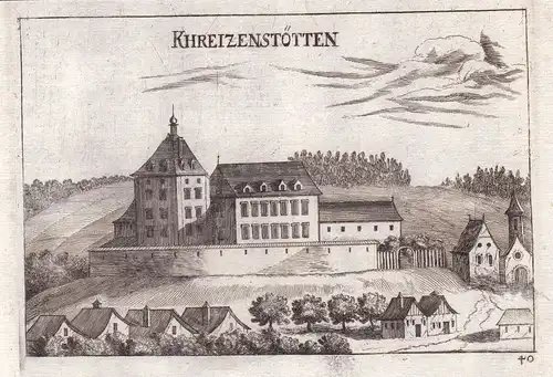 1672 Niederkreuzstetten Mistelbach Kupferstich antique print Vischer
