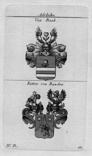 1820 - Baab Baader Wappen Adel coat of arms heraldry Heraldik crest Kupferstich
