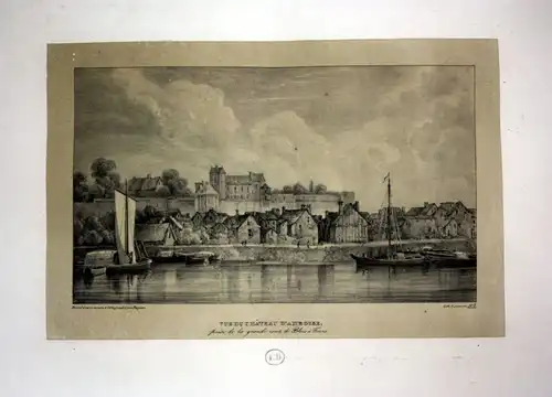 1829 Chateau d Amboise Schloss Ansicht vue castle view Lithographie Litho Dagnan