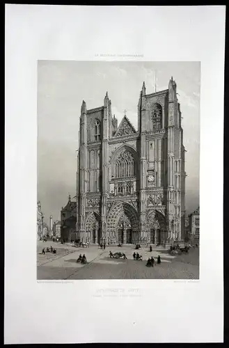 1860 - Nantes Kathedrale Dom Kirche Bretagne Frankreich France Lithographie