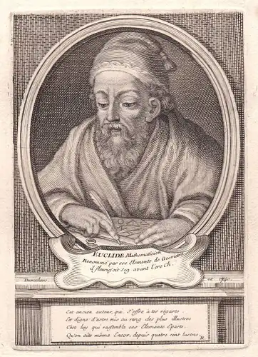 17. Jh Euklid Euclid Mathematiker mathematician Portrait Kupferstich antique