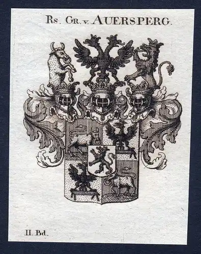 1820 Auersperg Österreich Wappen Adel coat of arms Kupferstich engraving