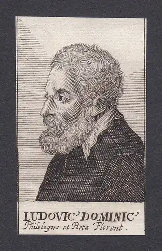 17. Jh. - Ludwig Dominicus / philologist Dichter Firenze Portrait Kupferstich