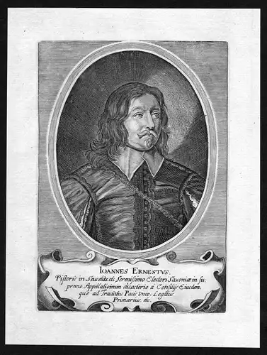 17. Jh. Johann Ernst Sachsen Portrait Kupferstich antique print
