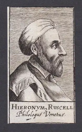 17. Jh. Girolamo Ruscelli / editor Humanist Venezia Portrait Kupferstich