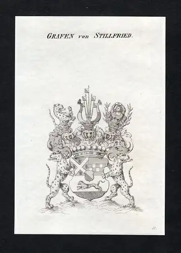 Ca. 1820 Stillfried-Rattonitz Wappen Adel coat of arms Kupferstich antiqu 132704