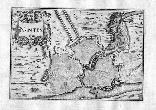 Ca. 1630 Nantes Loire France Kupferstich Karte map engraving gravure Tassin