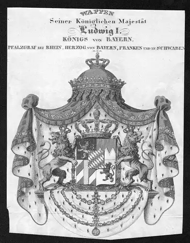1820 - Bayern Rhein Franken Schwaben Bavaria Wappen Adel coat of arms Her 126894