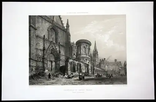 1860 Cathedrale Saint Pierre de Vannes Bretagne Frankreich France Lithographie