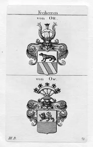 Ott Ow Ou - Wappen Adel coat of arms heraldry Heraldik Kupferstich