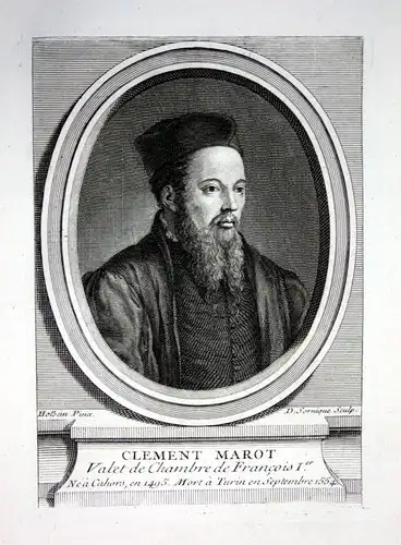 18. Jh. Clement Marot poete poet Dichter gravure Kupferstich Portrait engraving