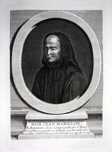 18. Jh. Jean Mabillon religieux historien gravure Kupferstich Portrait engraving