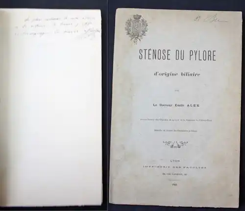 1896 Alex, E. Stenose du Pylore Medicine Lyon signed dedication copy