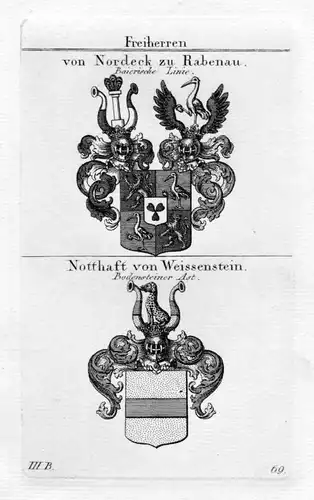 Nordeck Notthaft - Wappen Adel coat of arms heraldry Heraldik Kupferstich