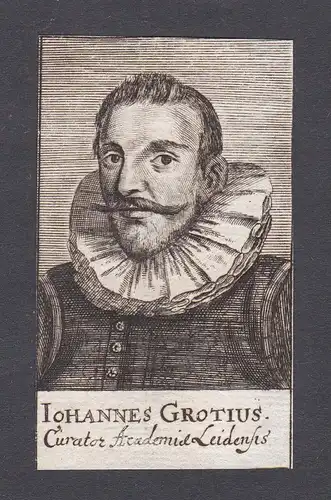 17. Jh. - Johannes Grotius / curator Leiden Portrait Kupferstich