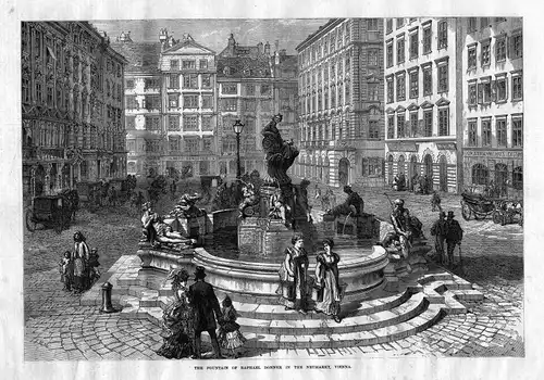1873 Fountain Georg Raphael Donner Neumarkt Vienna Wien Österreich antique print