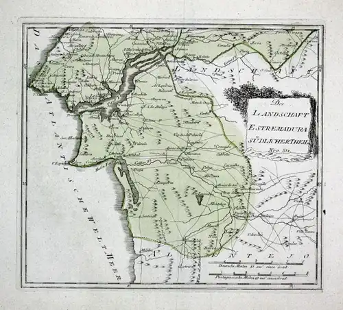 Spanien Spain Extremadura Portugal map Karte Reilly engraving Kupferstich