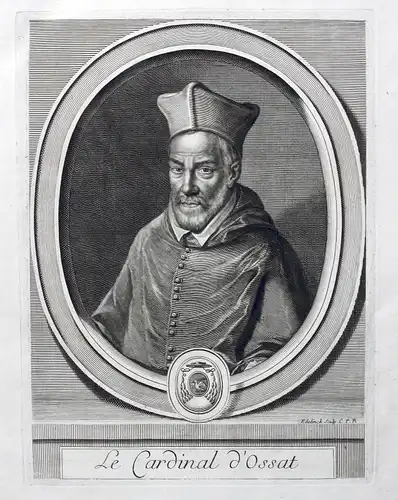 Arnaud Ossat Kardinal Cardinal Diplomat diplomate Portrait gravure ca. 1700