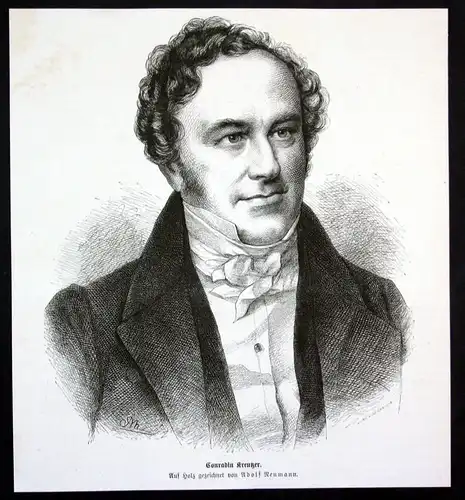 Ca. 1880 Conradin Kreutzer Dirigent Komponist Portrait Holzstich antique print
