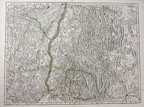 1789 Breisach am Rhein Strasbourg Kehl Basel Karte Kupferstich Delisle Buache