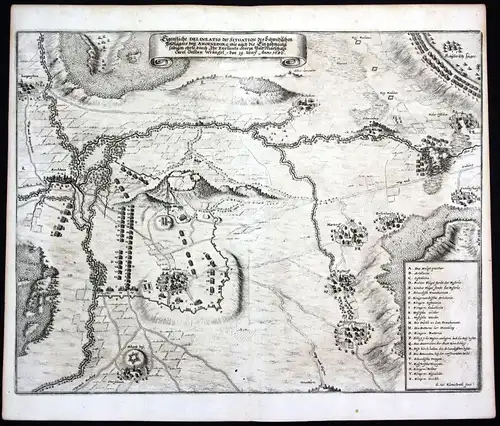 Ca. 1650 Amöneburg Schlacht Hessen Karte Plan Kupferstich antique print Merian