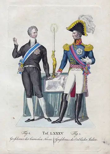 1820 Großkreuz Bayerische Krone / Sicilien Sizilien Sicilia Orden Kupferstich