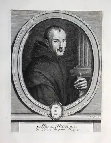 Marin Mersenne mathematician Mathematiker gravure Portrait engraving ca. 1700