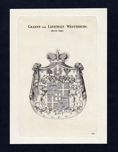 1820 Leiningen Westerburg Wappen Adel coat of arms Kupferstich engraving