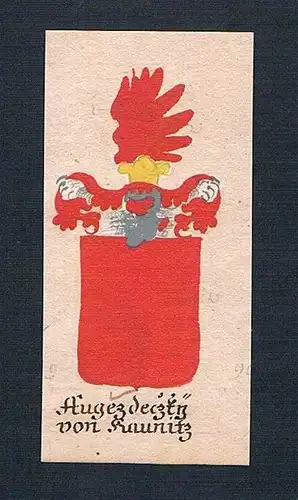 18. Jh. Augezdeczky von Kaunitz Schlesien Manuskript Wappen Adel Heraldik