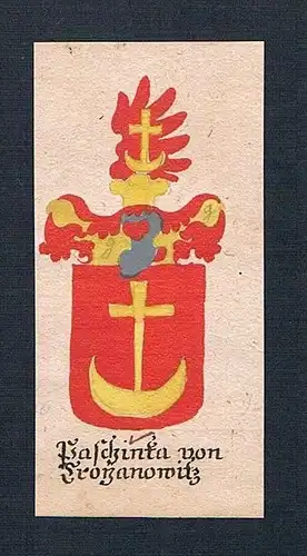 18. Jh. Passinka von Krzanowitz Böhmen Manuskript Wappen Adel Heraldik