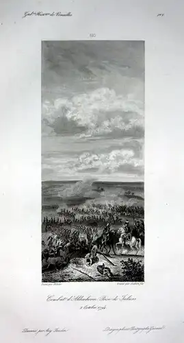 Ca. 1840 Aldenhoven Schlacht Ansicht vue estampe Stahlstich antique print