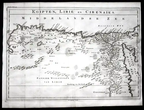 18. Jh. Ägypten Egypt Libyen Libya Nil Nile River Karte map Kupferstich