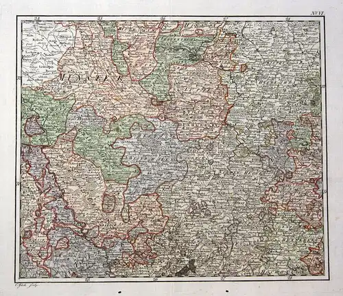 Ca. 1790 Kassel Dortmund Blankenburg Wesel Minden Karte map Kupferstich Jäck