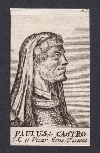 17. Jh. - Paulus Castrensis jurist Rechtsgelehrter Firenze Portrait Kupferstich