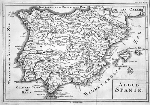 18. Jh. France Spanien Spain Espana Portugal Karte map Kupferstich antique print