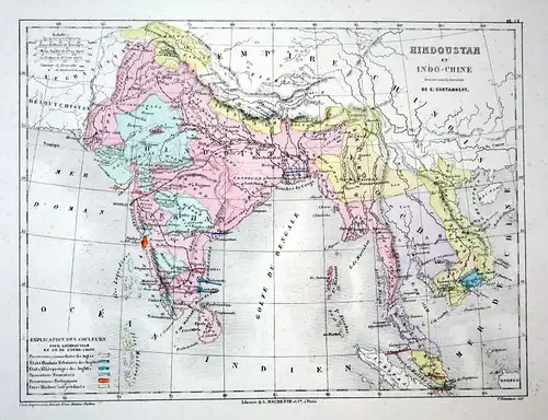 Indochina Hindustan India Indien Asia Asien Weltkarte Karte world map Lithograph
