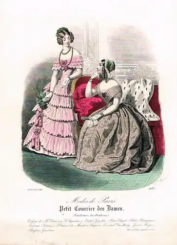 1846 Biedermeier Mode Kupferstich victorian fashion antique print etching  89720