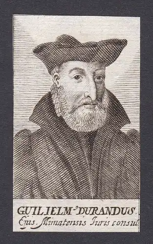 17. Jh. - Guillaume Durand / canonist writer Jurist France Portrait Kupferstich
