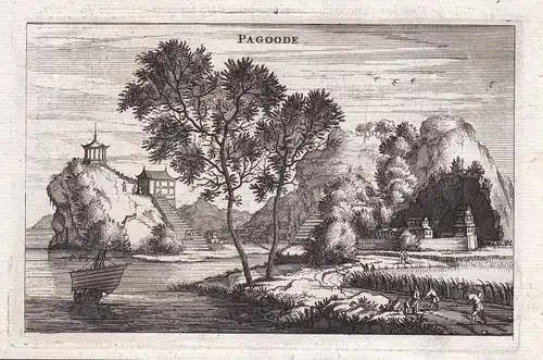 1670 China Asia Pagode pagoda Ansicht view Kupferstich antique print Nieuhof