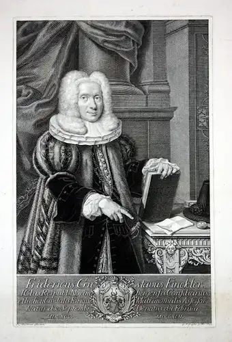 1744 Friedrich Gustav Finckler Jurist Nürnberg Kupferstich Portrait Preißler