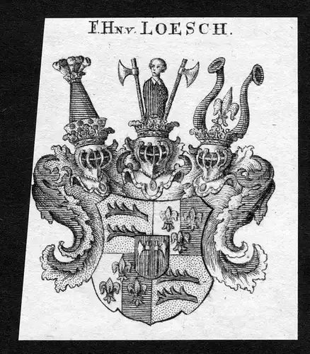 1820 - Loesch Wappen Adel coat of arms heradlry Heraldik Kupferstich
