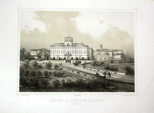 Ca. 1860 Pomarance Toskana Tuscany Italien Ansicht veduta Lithographie Litho