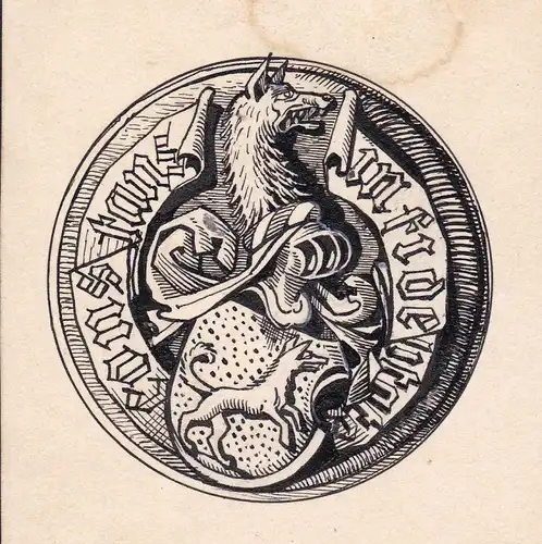 Ca. 1920 Konstanz Wappen Heraldik Wolf coat of arms Zeichnung drawing