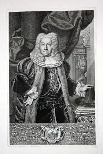1738 Friedrich Ernst Finckler Wertheim Portrait Kupferstich Windter engraving