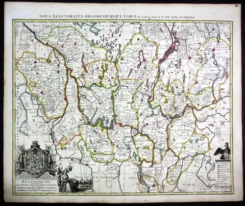 1730 Brandenburg Berlin Polen Poland Stargard Görlitz map Karte Covens Mortier