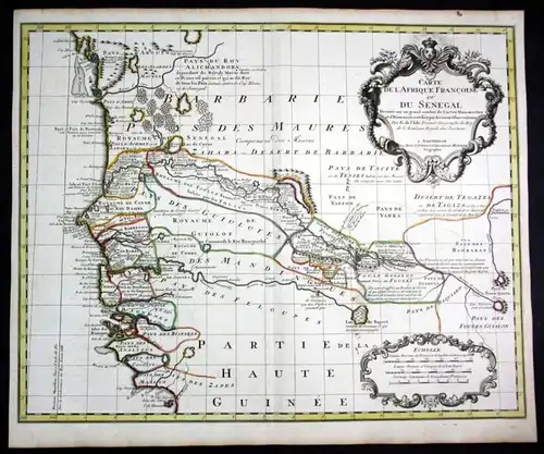 Ca. 1730 Senegal Gambia West Africa map Karte Covens Mortier engraving